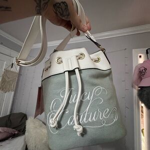 Juicy Couture Denim Adjustable Bucket Bag crossbody shoulder NWT RARE
